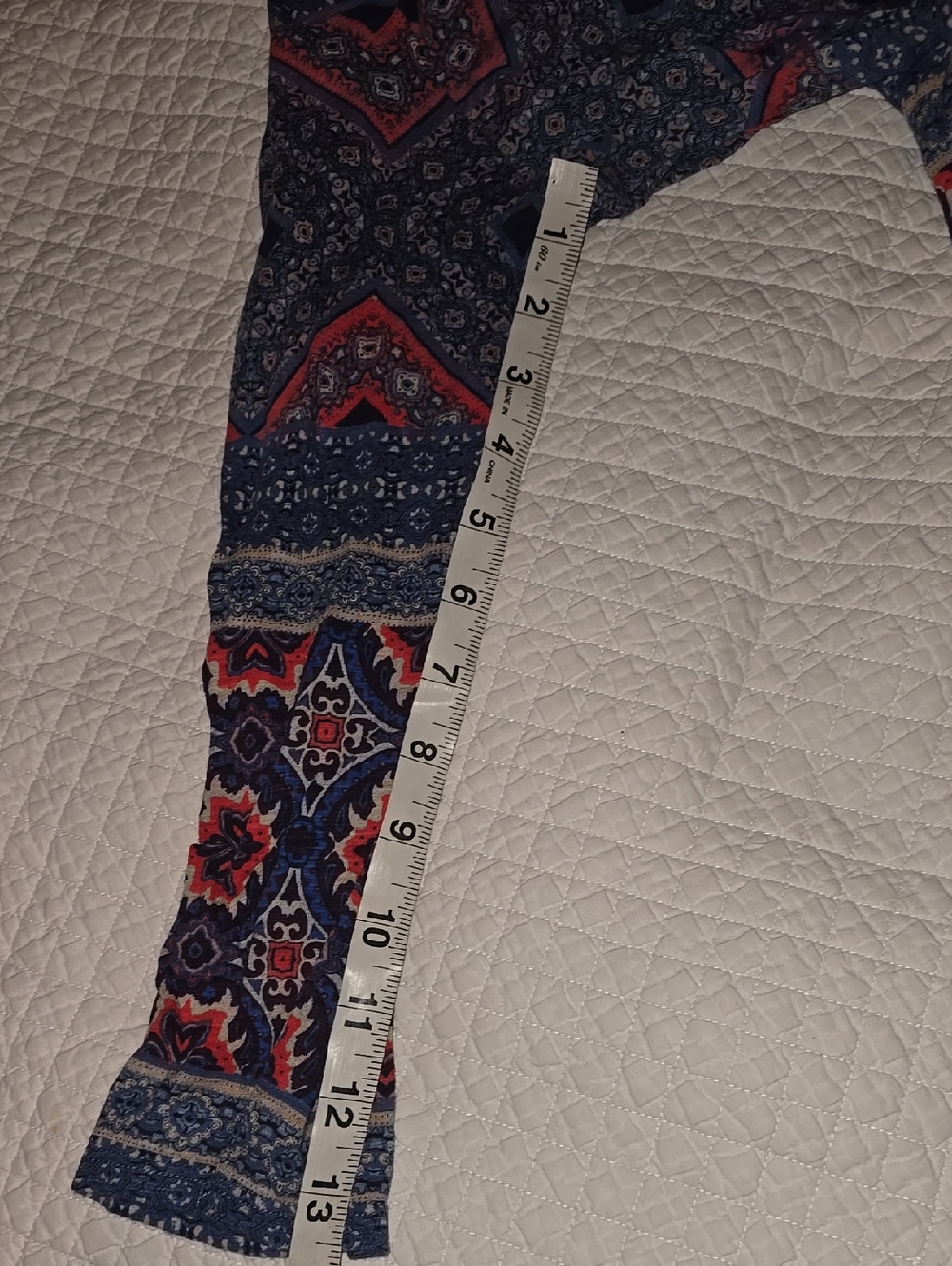 Lucky Brand Blue Orange Paisley Boho Peasant Blouse Tie Neck 3/4 Sleeve - Picture 8 of 10